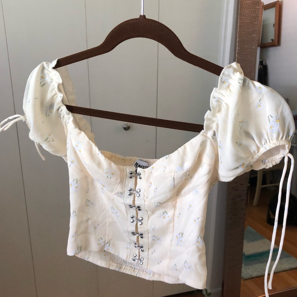 princess polly pale yellow corset blouse
